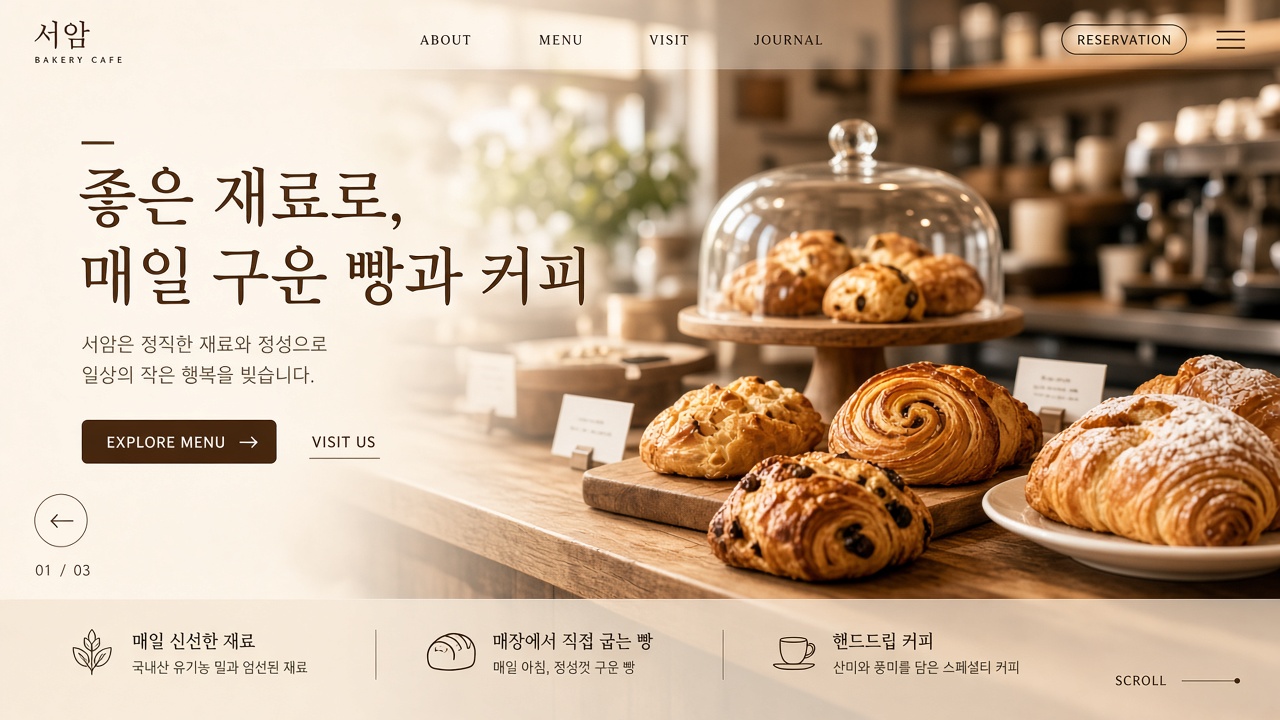 아틀리에 카페 랜딩페이지